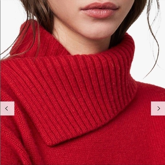 AllSaints Witby Roll Neck Asymmetric Cashmere Sweater in Rare Red Color Medium - Picture 3 of 11